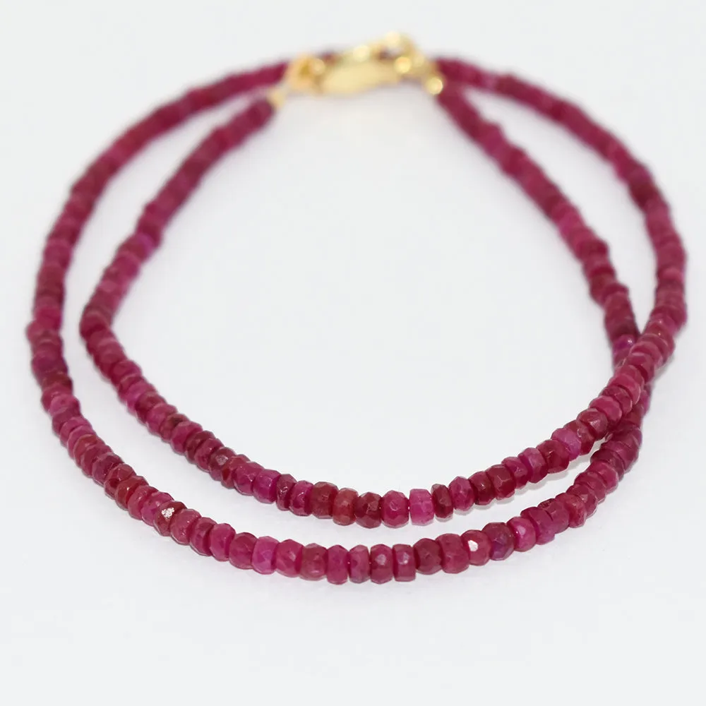 3.5 mm Ruby Gemstone Necklace In Yellow Gold Clasp