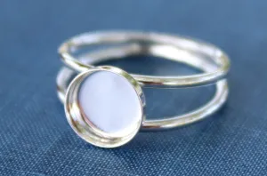 3mm Bezel Sterling Silver Double Band Ring blank