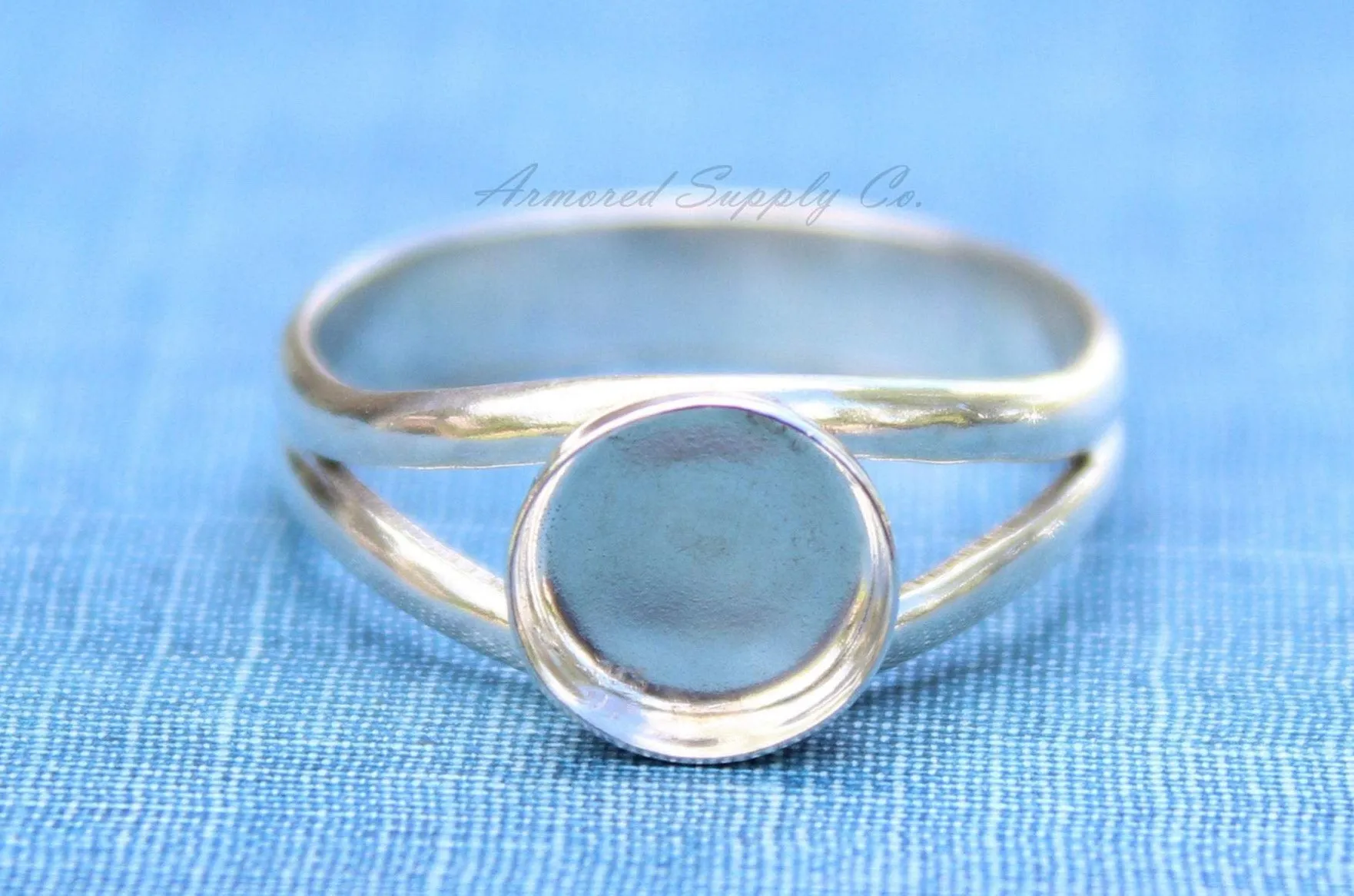 3mm Bezel Sterling Silver Split Shank Ring Band Ring blank