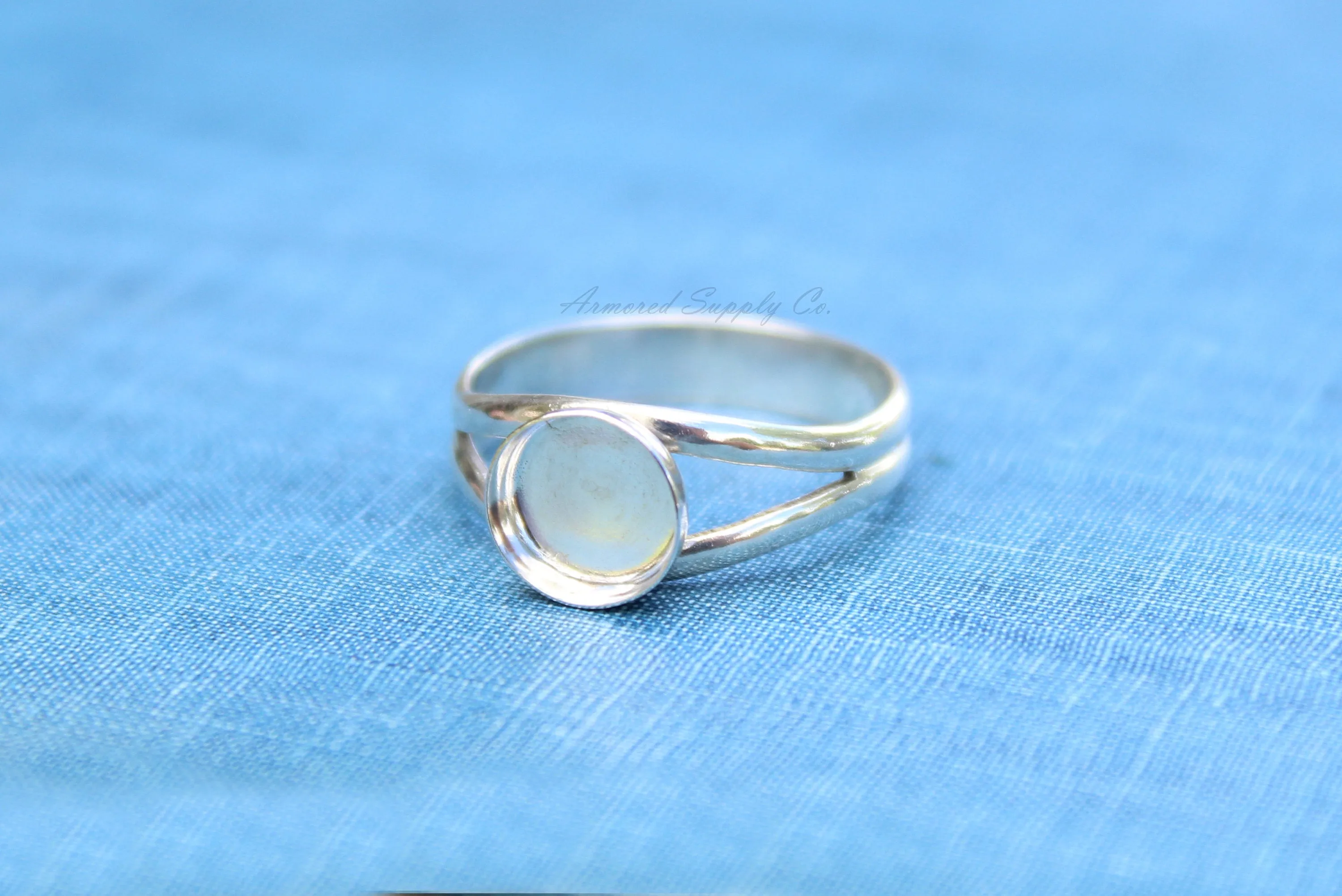 3mm Bezel Sterling Silver Split Shank Ring Band Ring blank