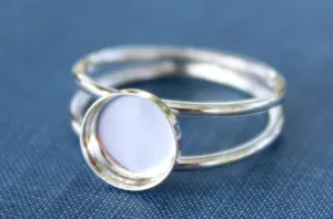 4mm Bezel Sterling Silver Double Band Ring blank