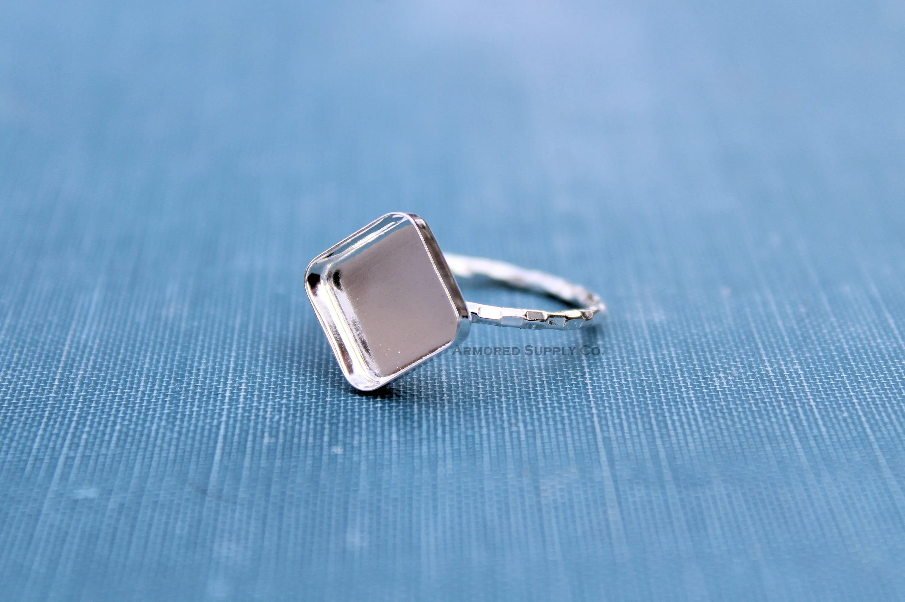 6mm Square Bezel Checkered Ring blank
