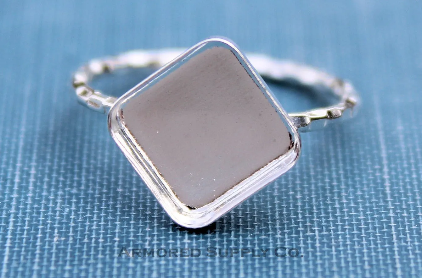 6mm Square Bezel Checkered Ring blank