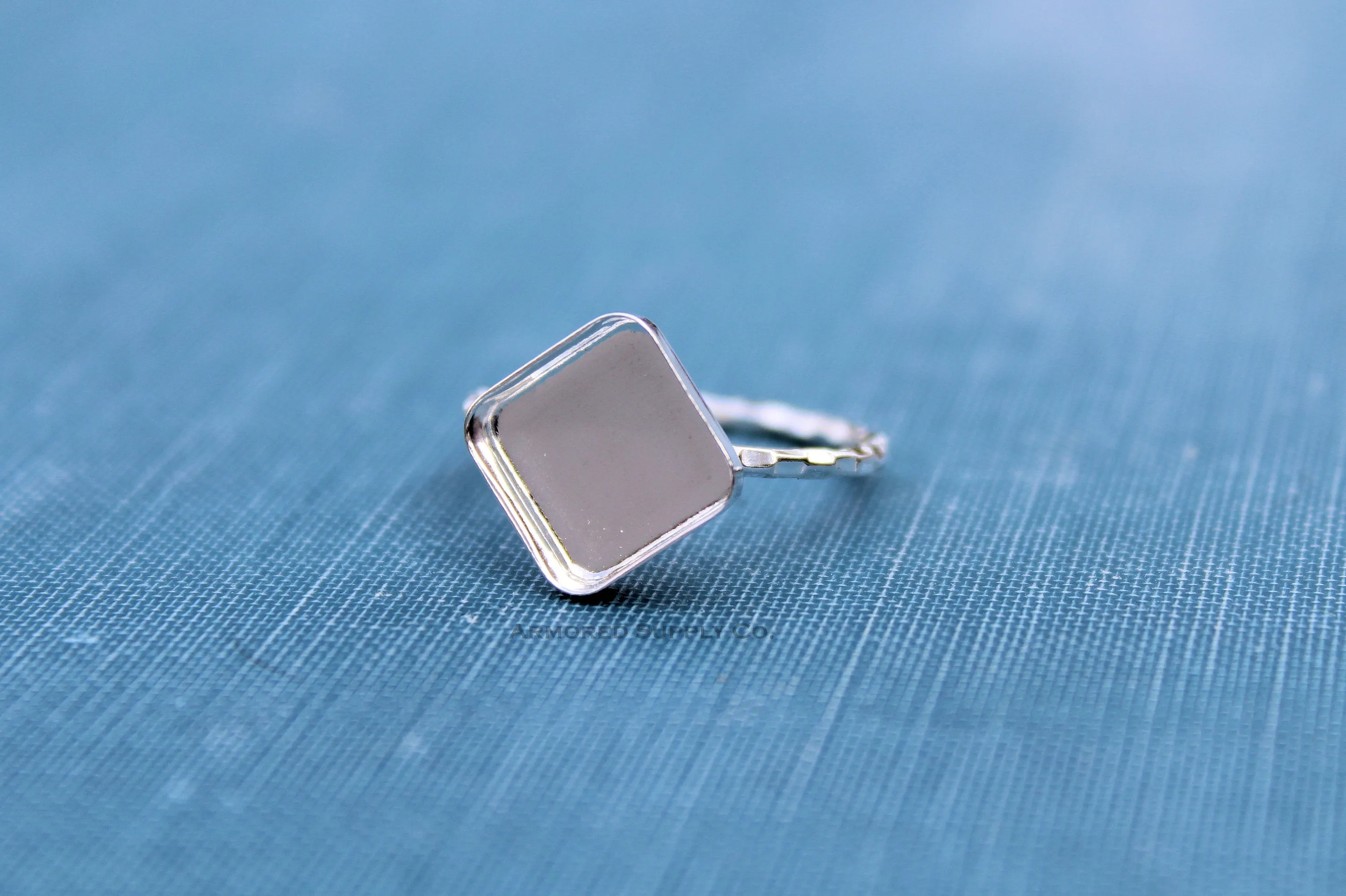 6mm Square Bezel Checkered Ring blank