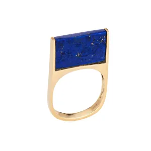 70s Lapis Lazuli Square Stacking Ring Vintage 14k Yellow Gold Sz 5 Band Jewelry