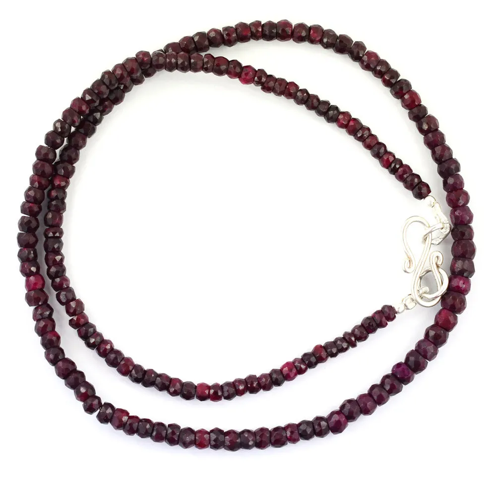 73 Ct Certified Natural African Ruby Gemstone Necklace, Great Shine & Luster