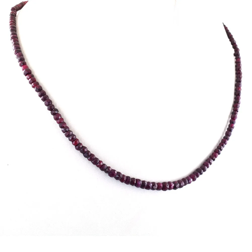 73 Ct Certified Natural African Ruby Gemstone Necklace, Great Shine & Luster
