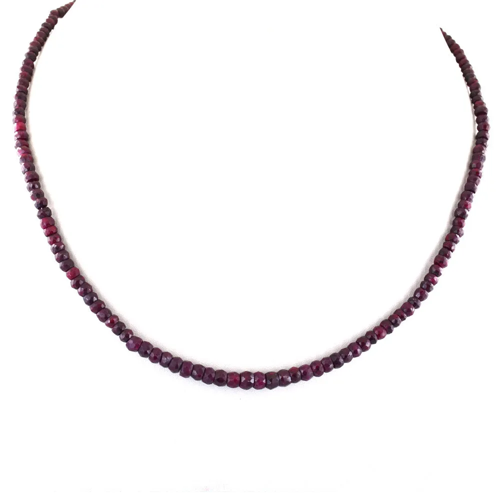 73 Ct Certified Natural African Ruby Gemstone Necklace, Great Shine & Luster