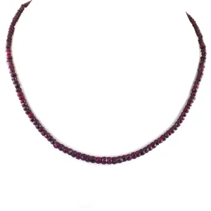 73 Ct Certified Natural African Ruby Gemstone Necklace, Great Shine & Luster