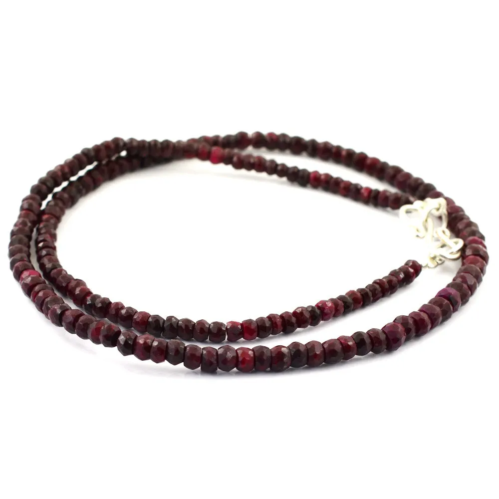 73 Ct Certified Natural African Ruby Gemstone Necklace, Great Shine & Luster