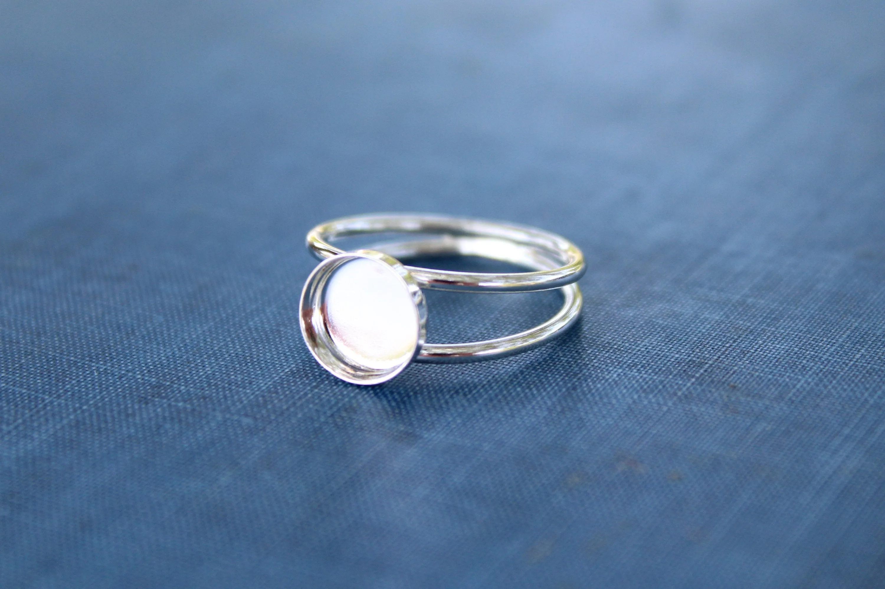 7mm Bezel Sterling Silver Double Band Ring blank