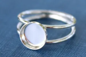 7mm Bezel Sterling Silver Double Band Ring blank