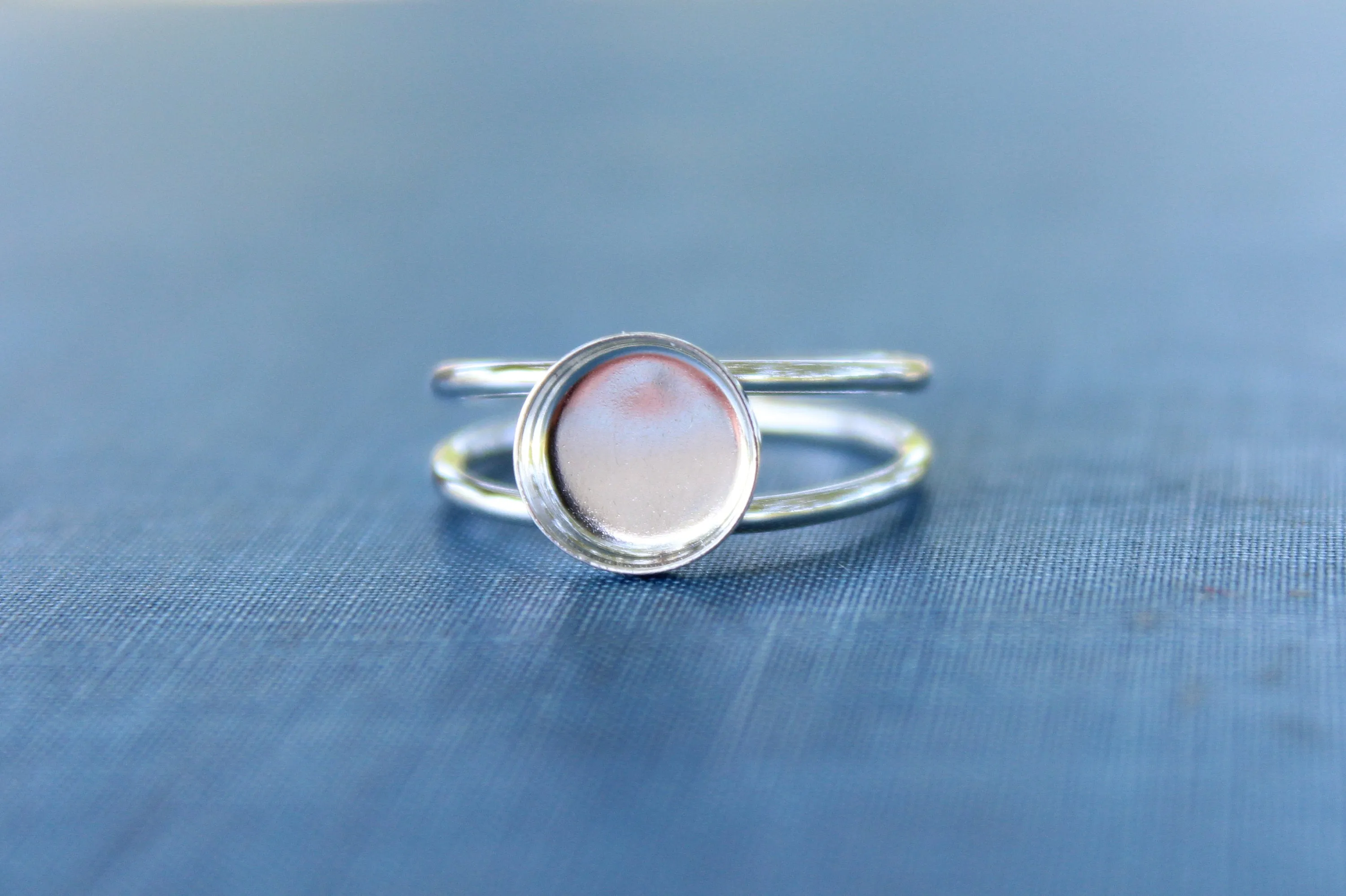 7mm Bezel Sterling Silver Double Band Ring blank