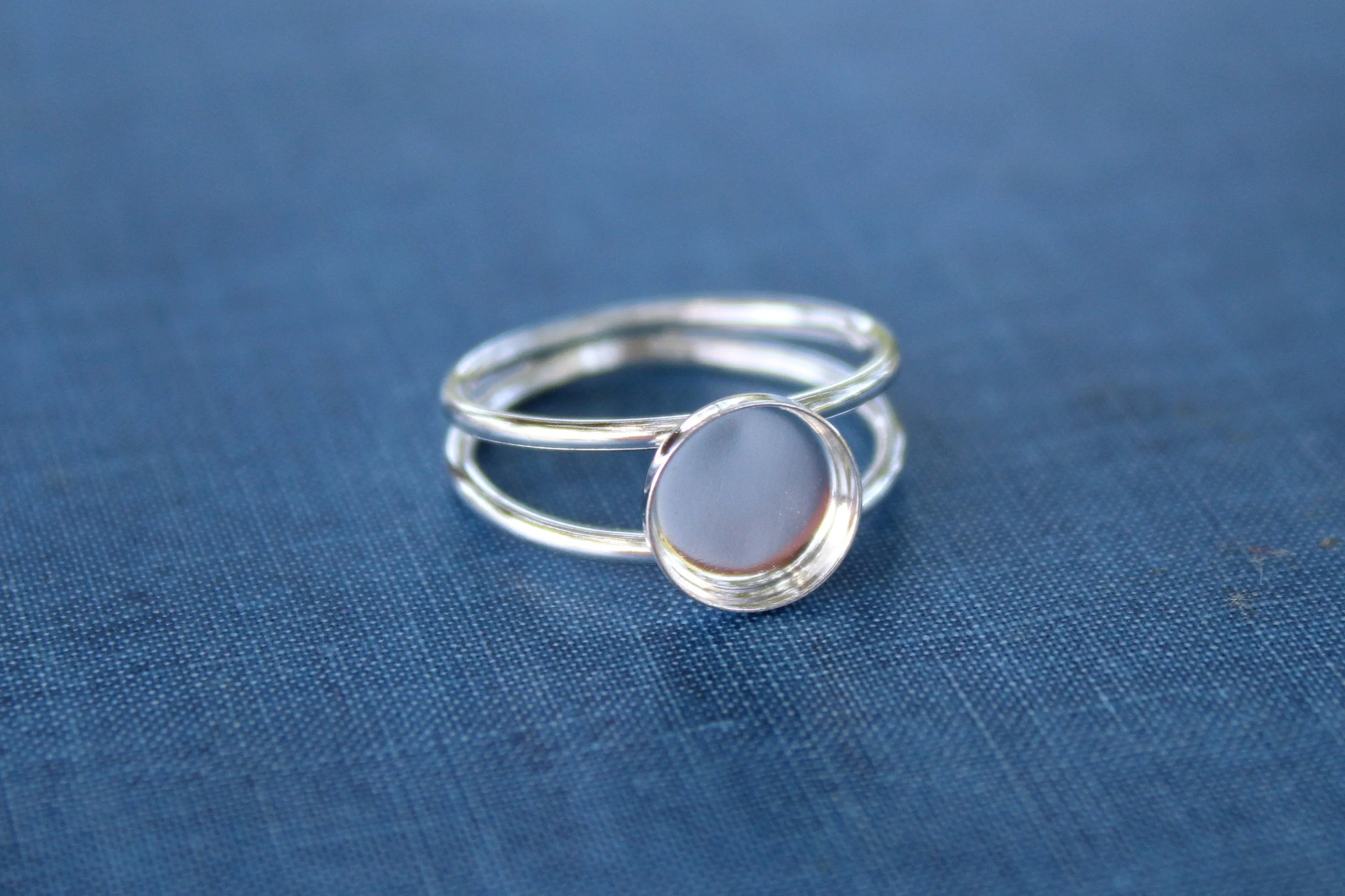 7mm Bezel Sterling Silver Double Band Ring blank