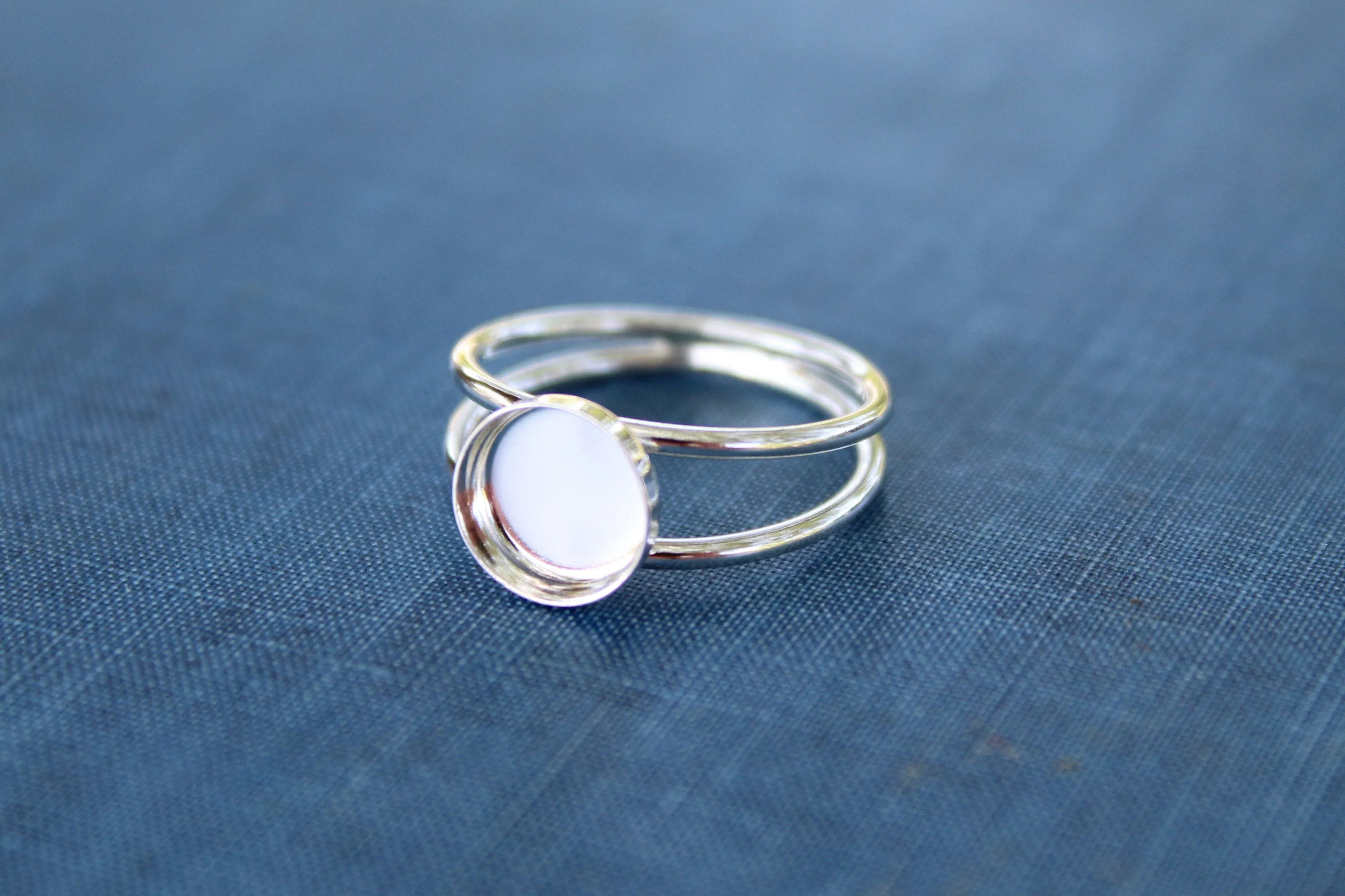 7mm Bezel Sterling Silver Double Band Ring blank