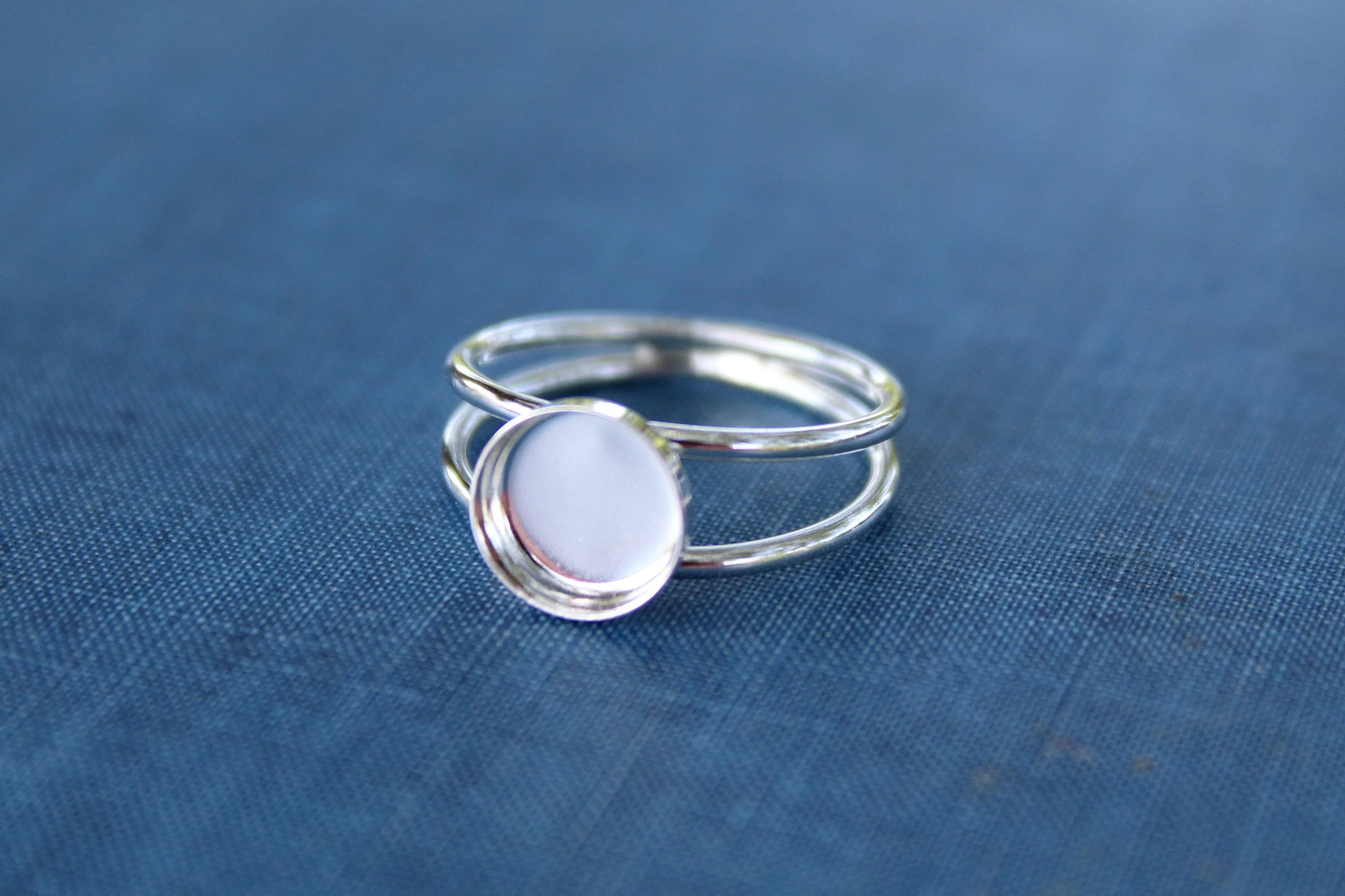 7mm Bezel Sterling Silver Double Band Ring blank