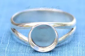 7mm Bezel Sterling Silver Split Shank Ring Band blank