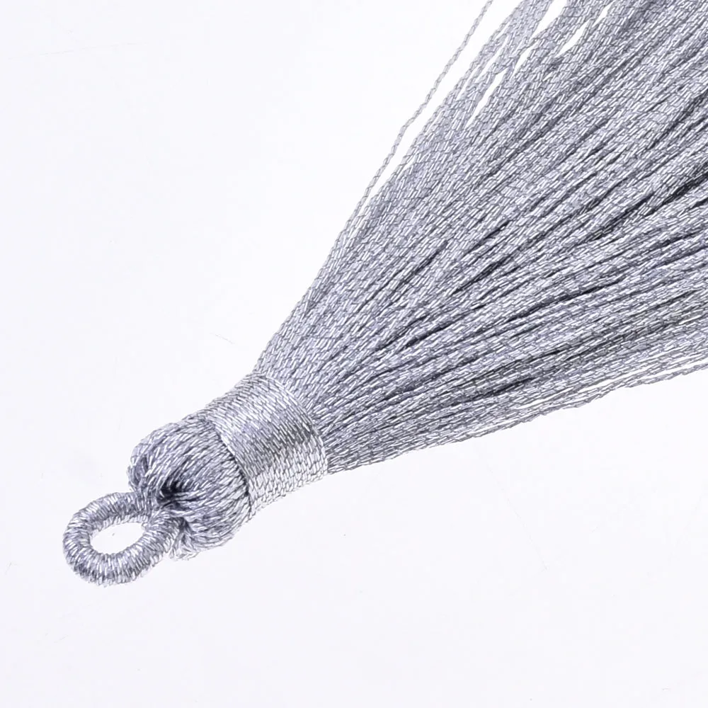 8.7cm Mini Polyester Gold and silver line tassels for jewelry making Necklace Earrings Silver,6pcs/lot