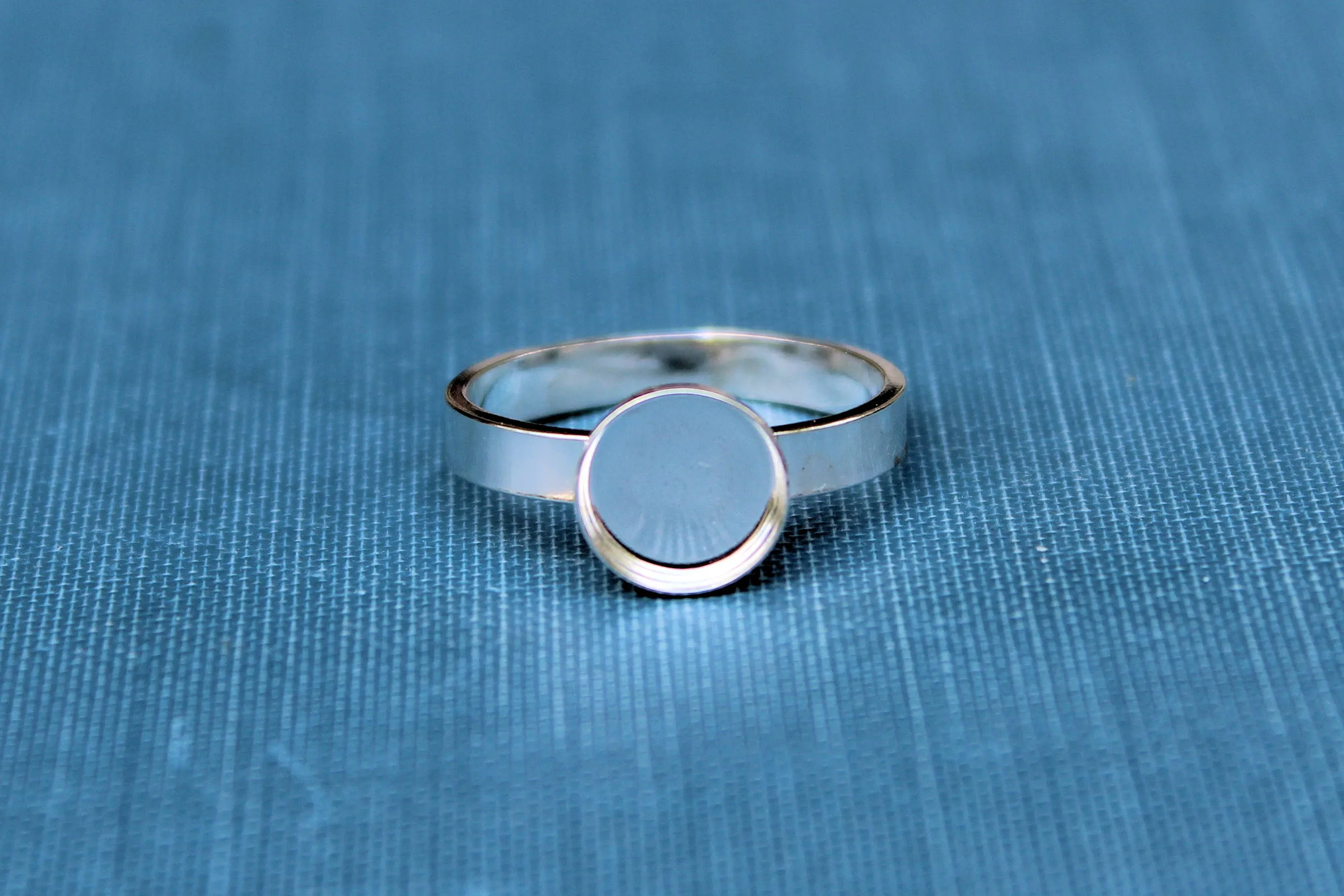 8mm Bezel Ring blank Style #3 Silver