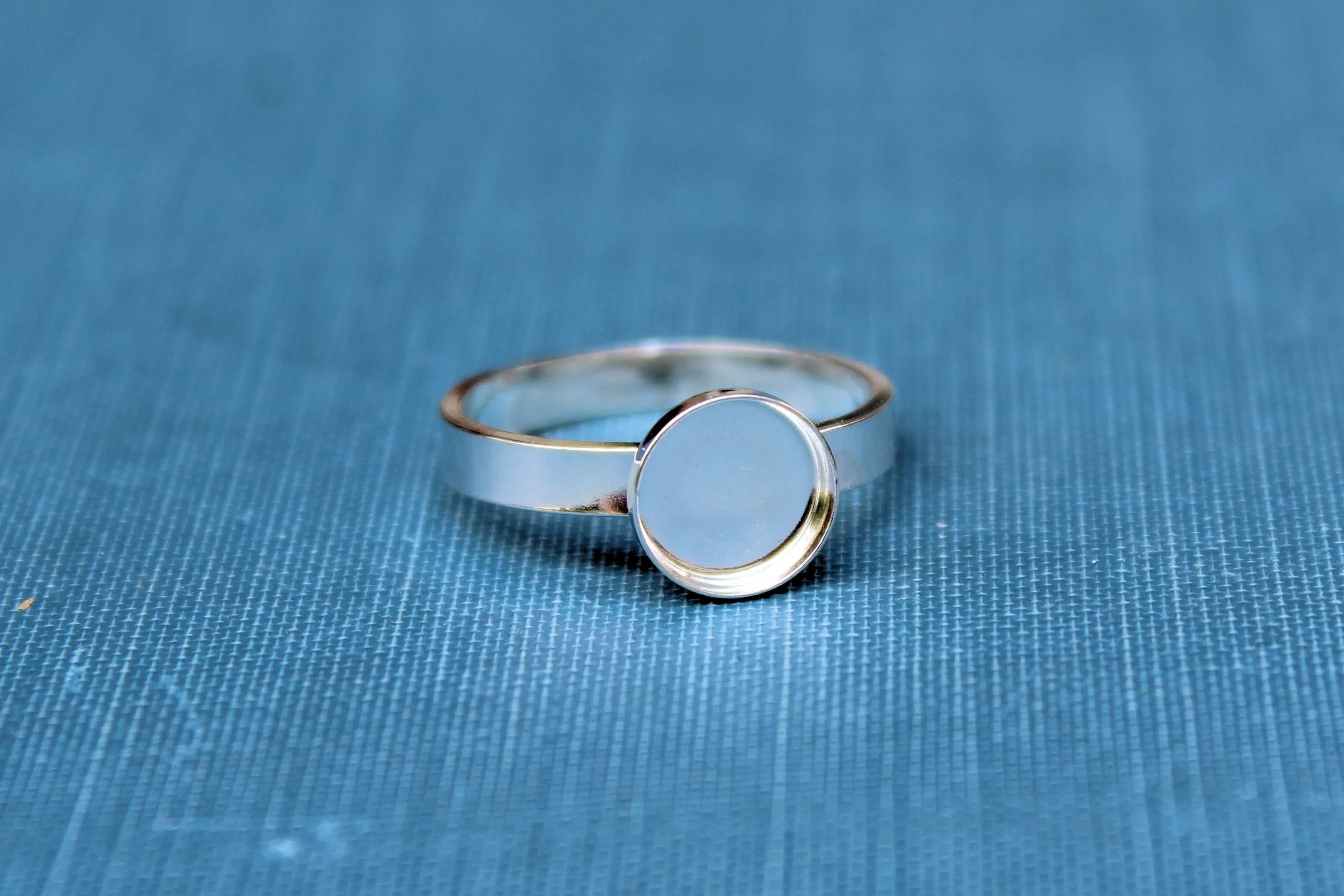 8mm Bezel Ring blank Style #3 Silver