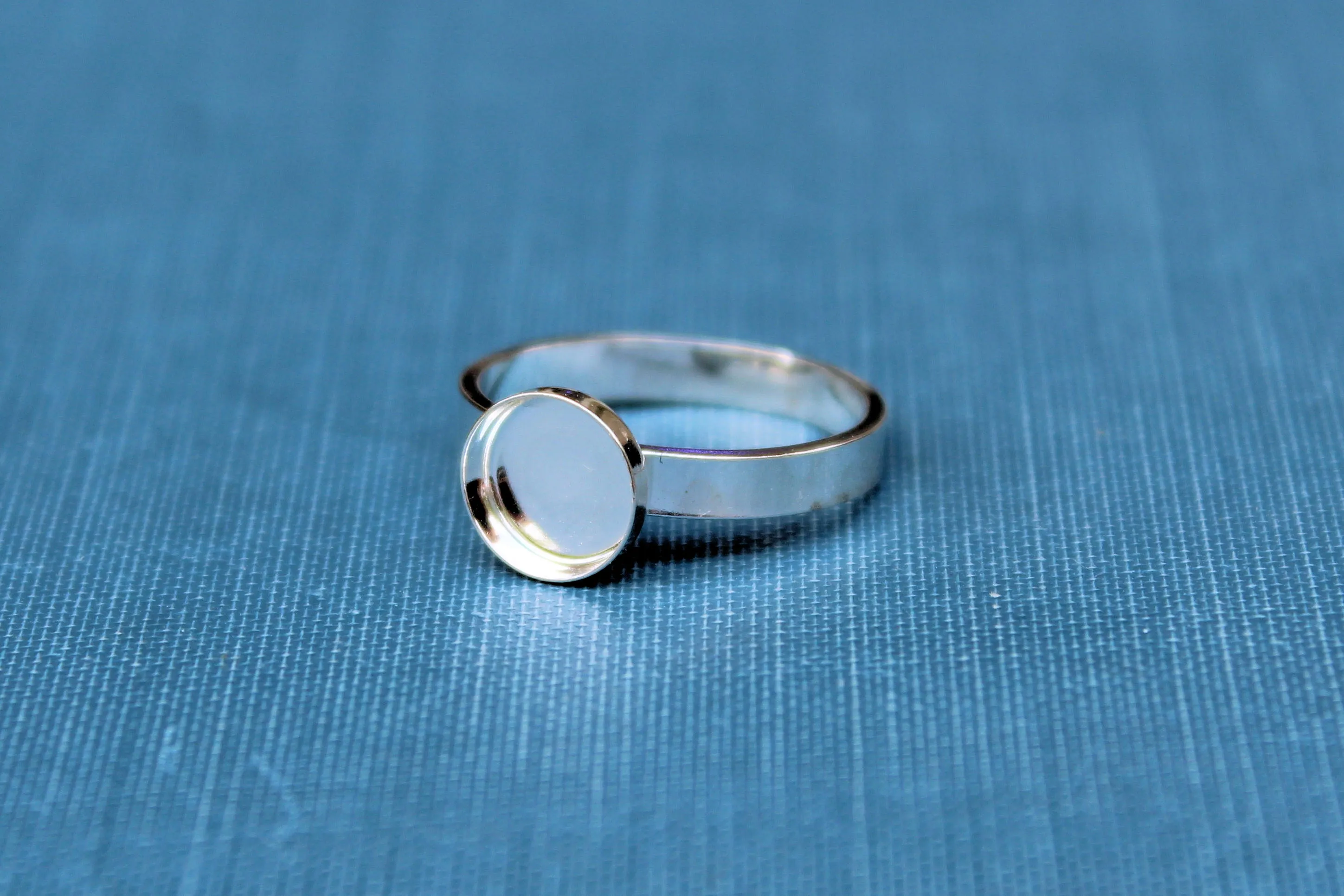 8mm Bezel Ring blank Style #3 Silver