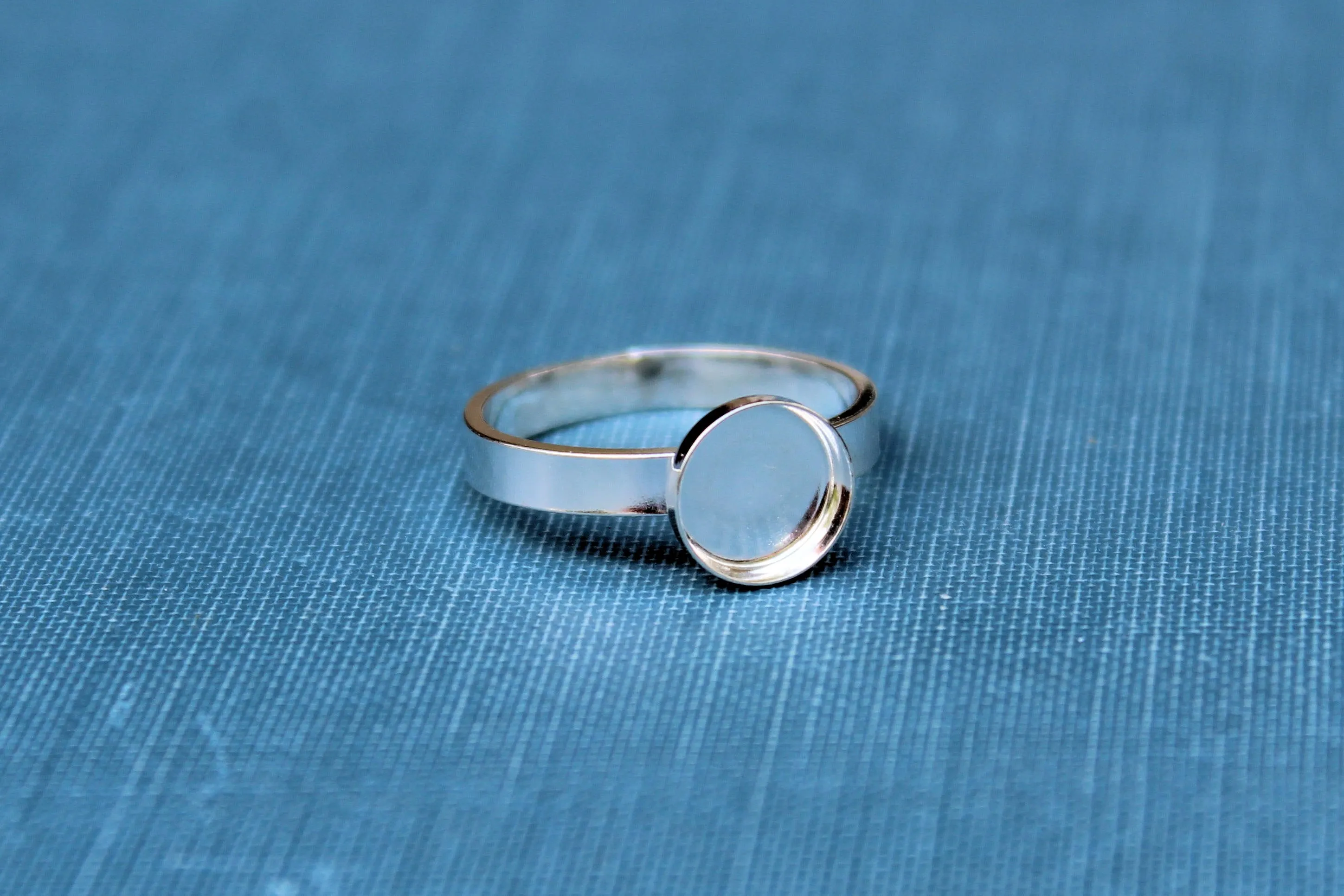 8mm Bezel Ring blank Style #3 Silver