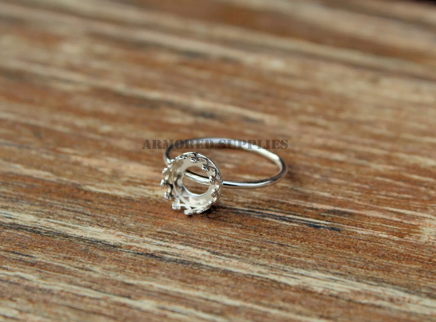 8mm Crown Round Bezel Ring blank Silver