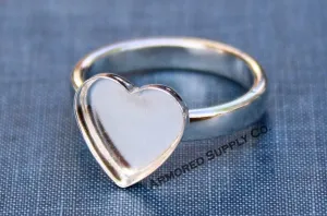 8mm Heart Bezel Ring blank with comfort ring band