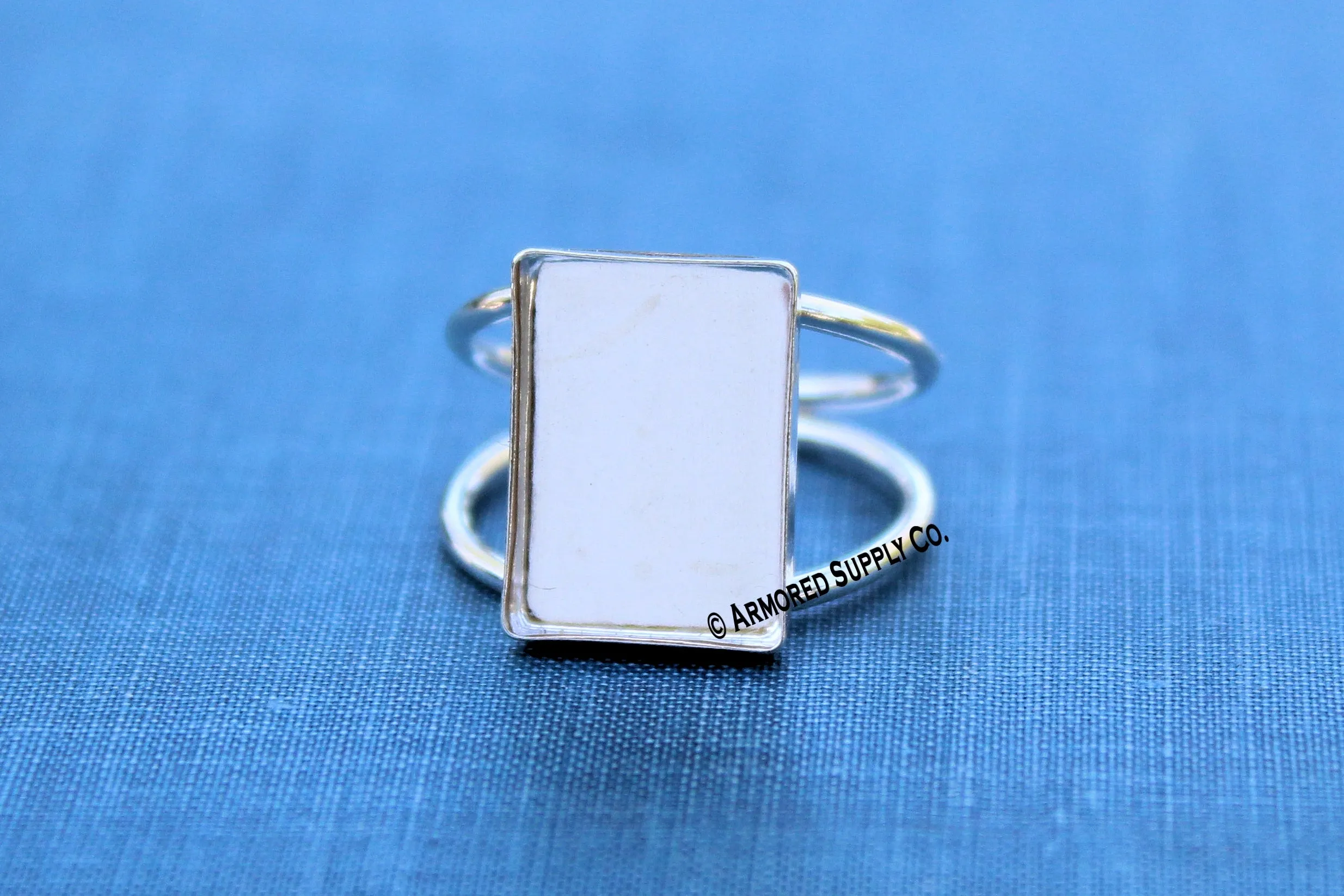 8x6mm Rectangle Bezel Ring Blank DOUBLE Band Ring