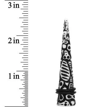 9/16 Black White Resin Native Skull Taper