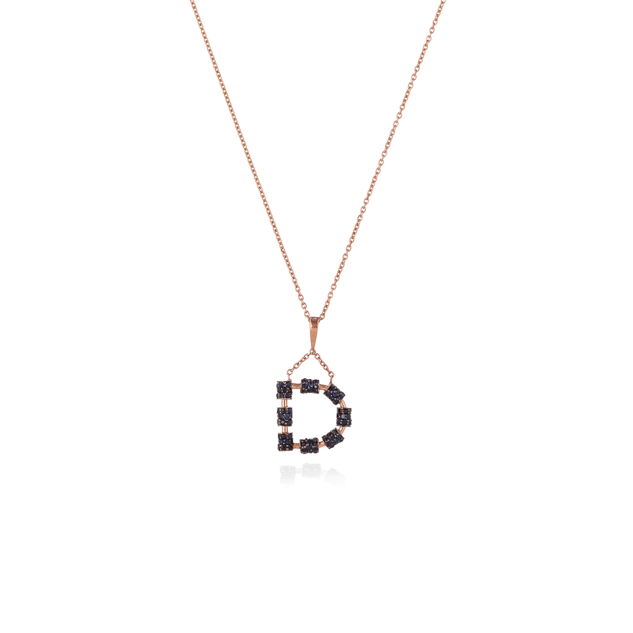 925 Silver Initial Necklace with Sapphire