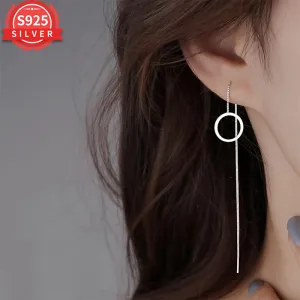 925 Silver Long Tassel Earrings 18K Gold Plated Hypoallergenic Jewelry