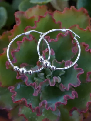 925 Sterling Beaded Hoop Earring Set 1