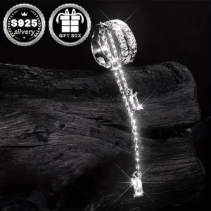 925 Sterling Silver Geometric Hollow Out Earrings Tassel Punk Style Studs
