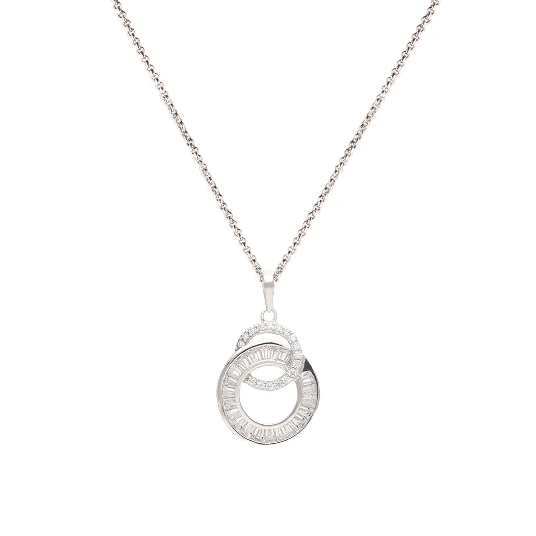 925 Sterling Silver Interlinked Halo Pendant