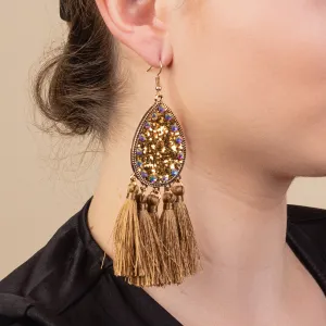 93126 - Glitter Tassel Earrings - Gold