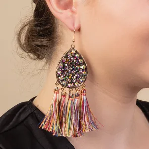 93126 - Glitter Tassel Earrings - Multi