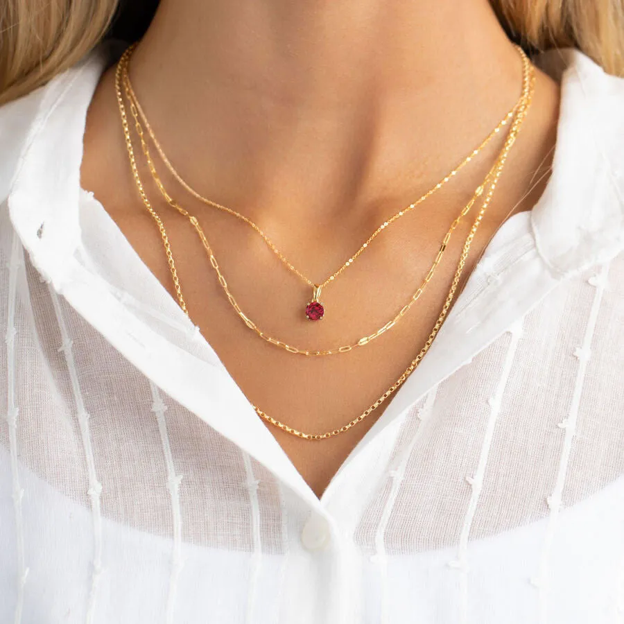 9ct Gold Created Ruby July Birthstone Pendant