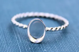 9x7mm Oval Bezel Rope Ring blank Silver