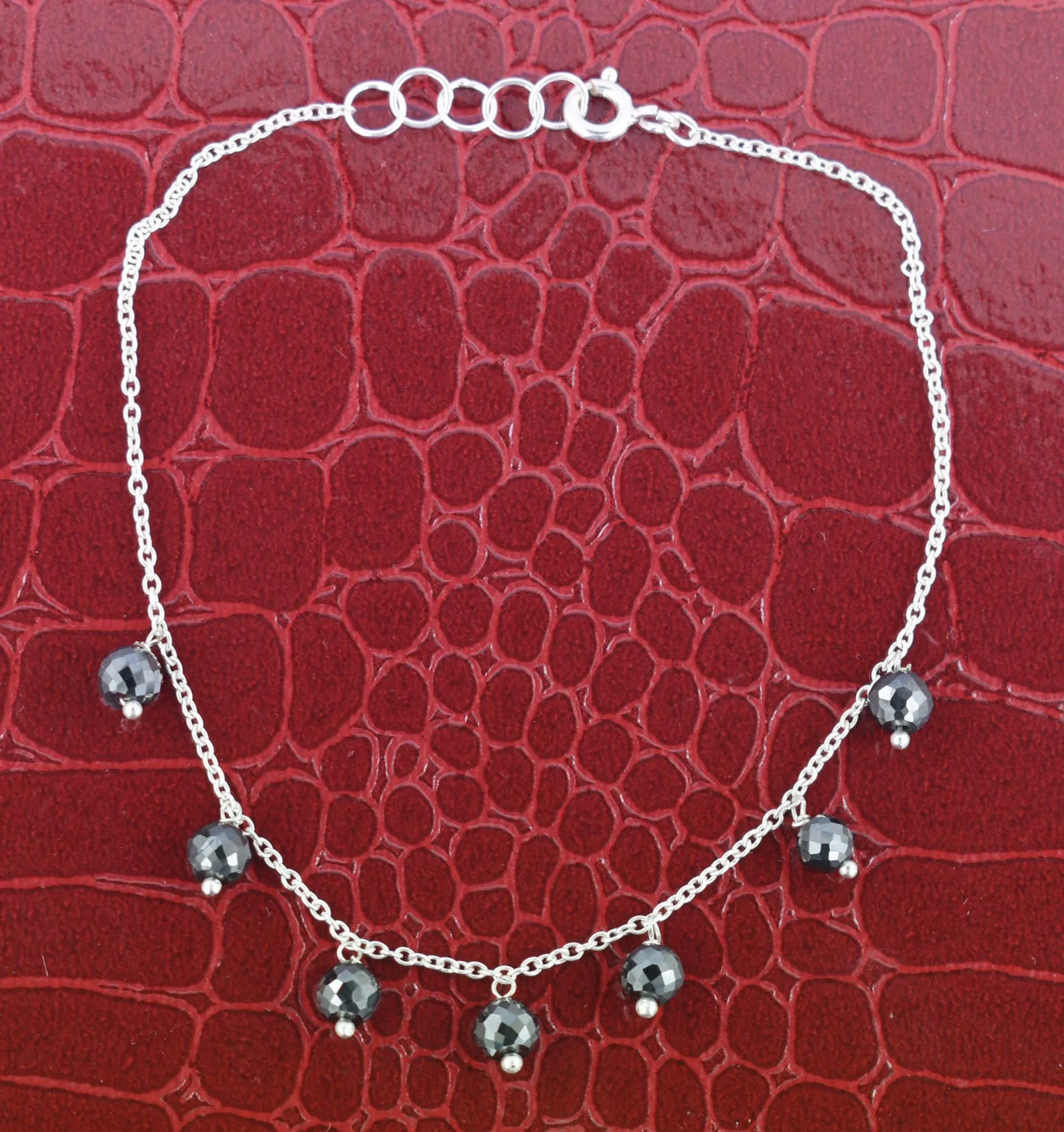 AAA Certified, 4 mm Black Diamond Chain Bracelet in 925 Silver, Hanging Style & Latest Collection