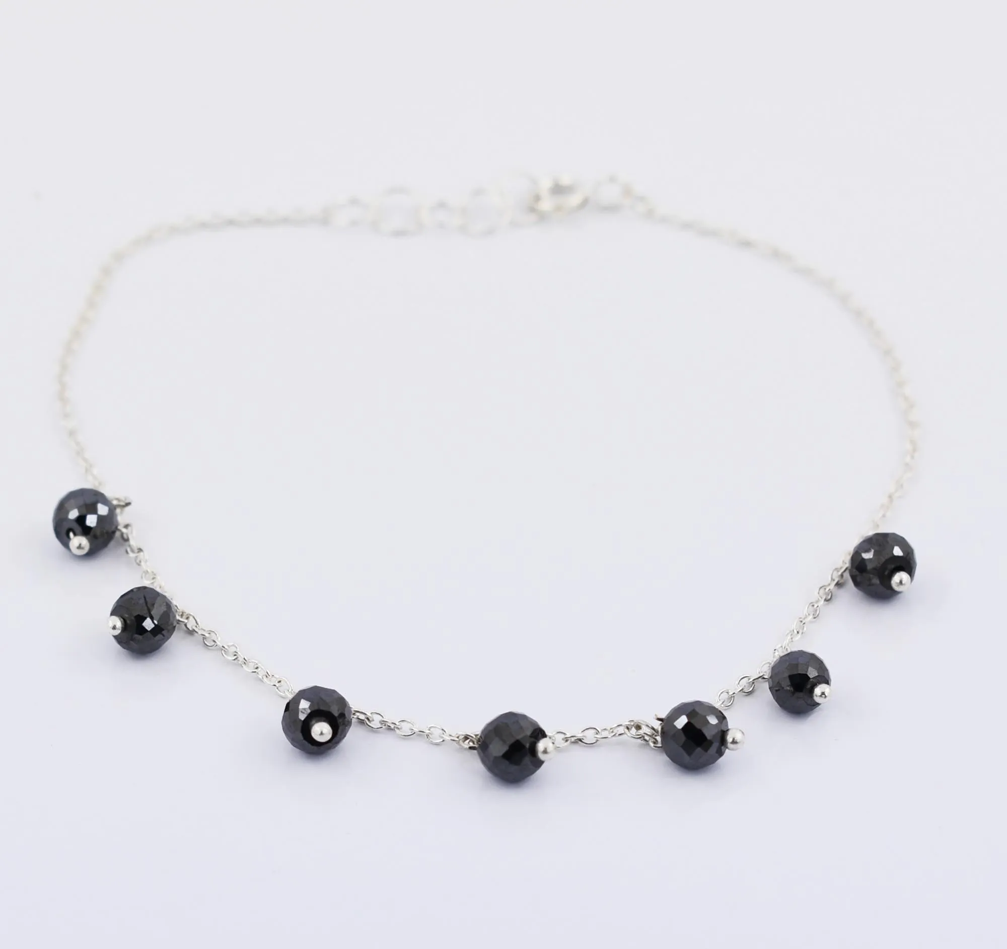 AAA Certified, 4 mm Black Diamond Chain Bracelet in 925 Silver, Hanging Style & Latest Collection