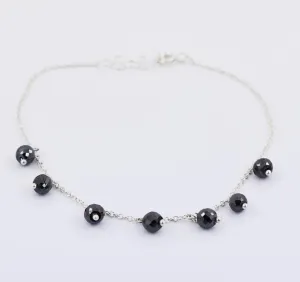 AAA Certified, 4 mm Black Diamond Chain Bracelet in 925 Silver, Hanging Style & Latest Collection