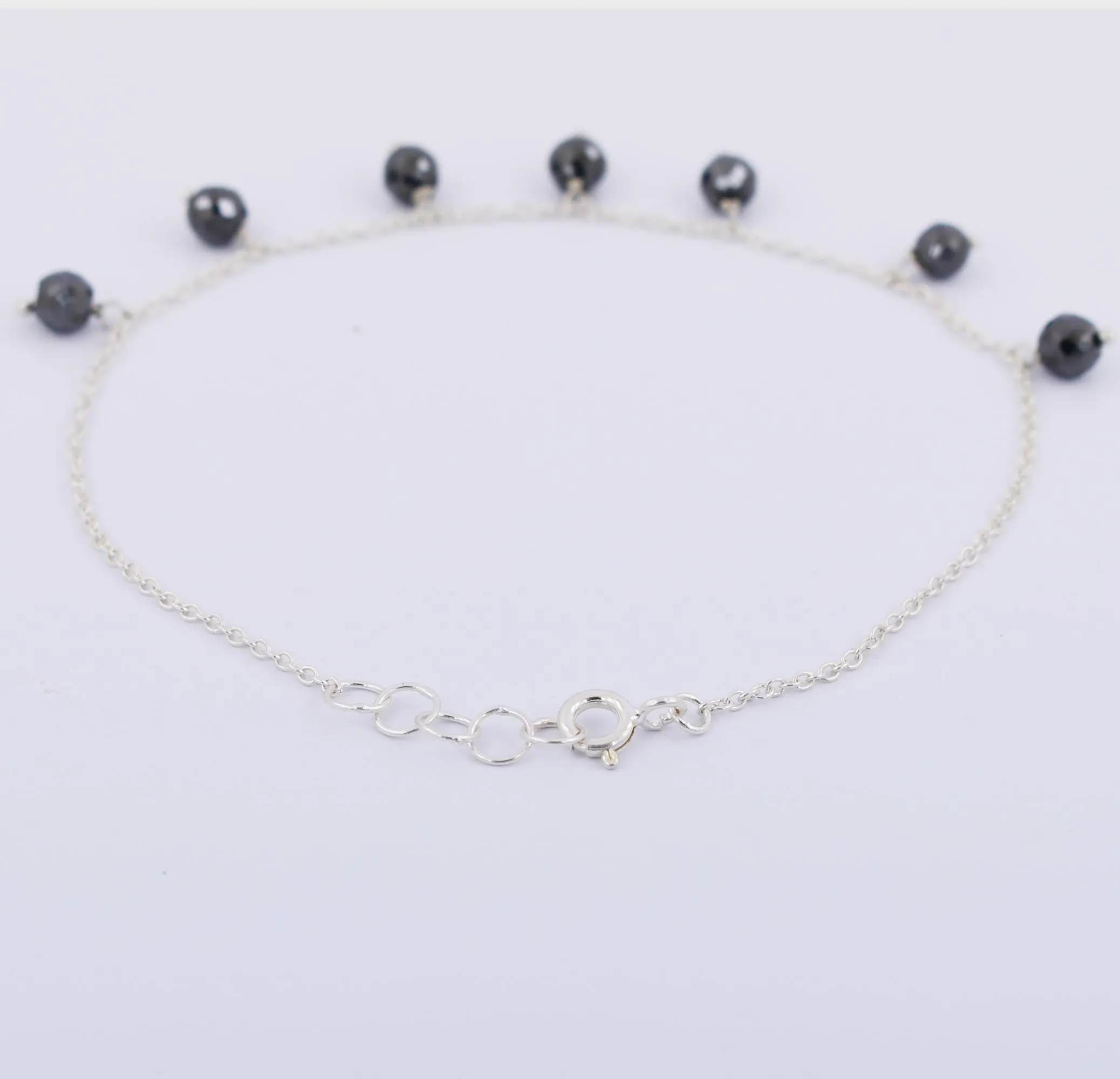 AAA Certified, 4 mm Black Diamond Chain Bracelet in 925 Silver, Hanging Style & Latest Collection