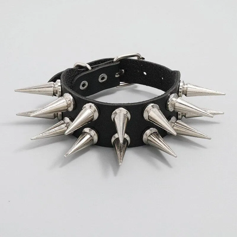Add Some Attitude to Your Look with Spiked Bracelet Bangle Vintage Punk Cosplay Black PU Leather Wrap Bracelet