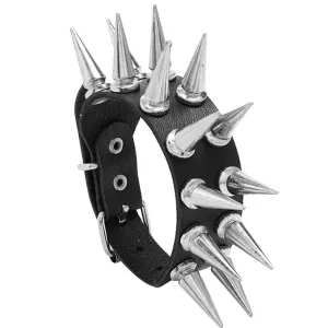Add Some Attitude to Your Look with Spiked Bracelet Bangle Vintage Punk Cosplay Black PU Leather Wrap Bracelet
