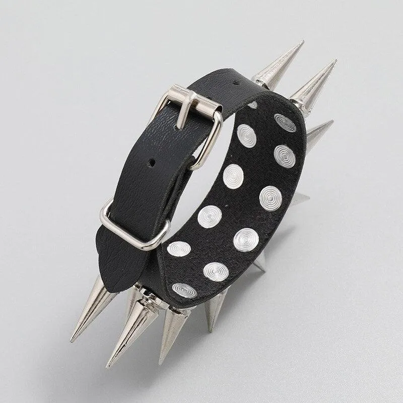 Add Some Attitude to Your Look with Spiked Bracelet Bangle Vintage Punk Cosplay Black PU Leather Wrap Bracelet