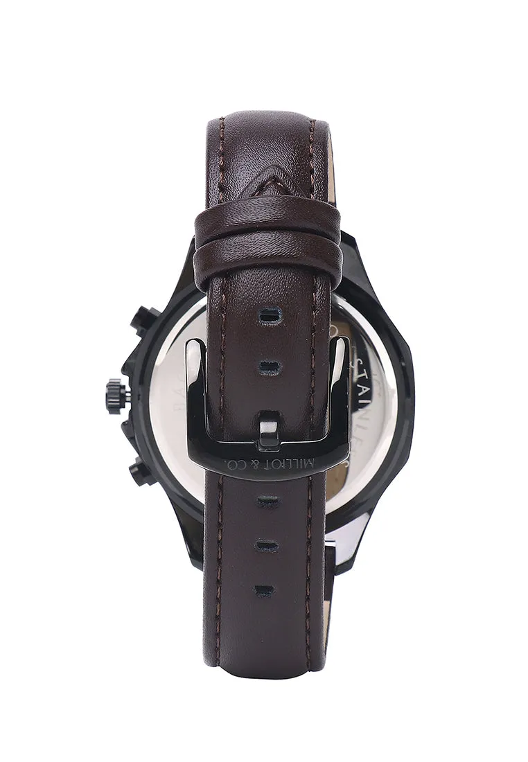 Alex Black Leather Watch (Chocolate)