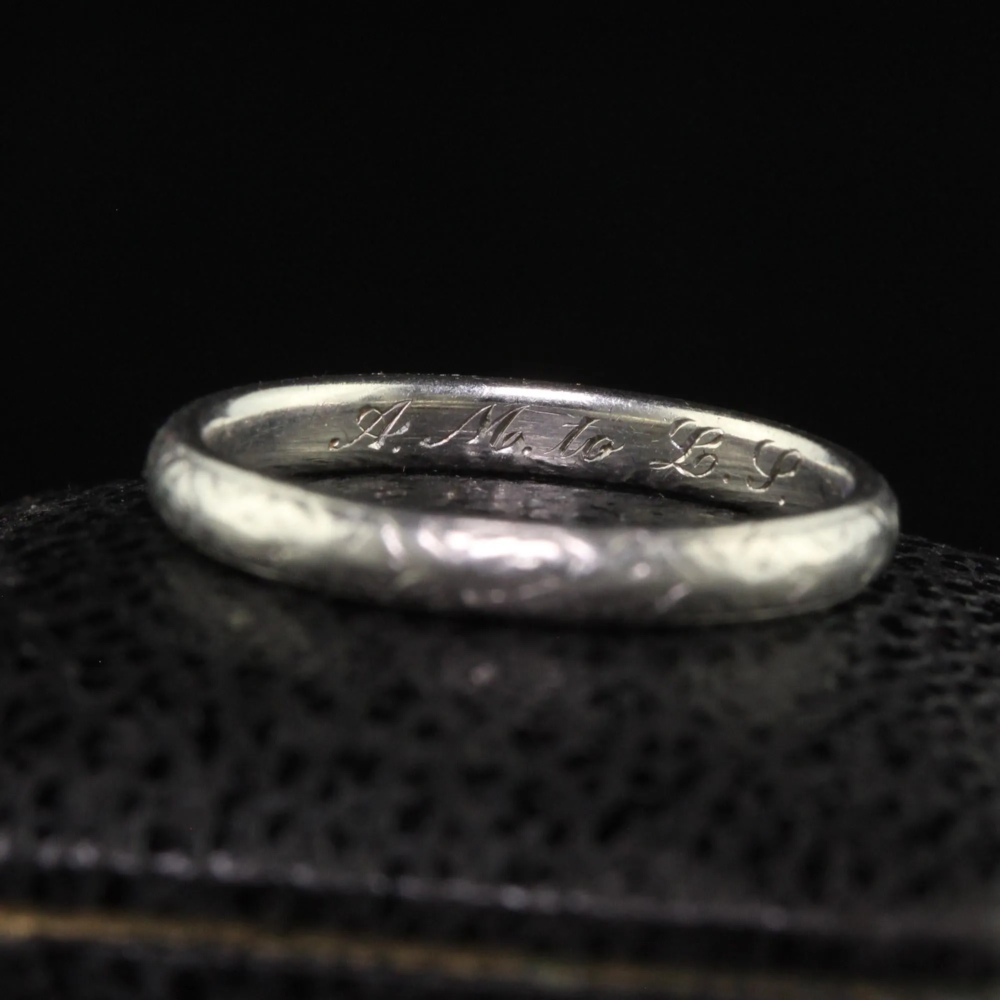 Antique Art Deco Shreve and Co Platinum Engraved Wedding Band - Size 7