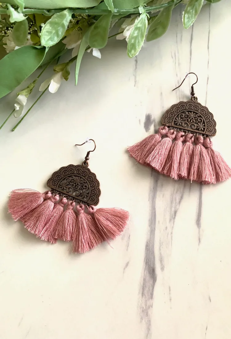 Antique Half Moon Fringe Earrings
