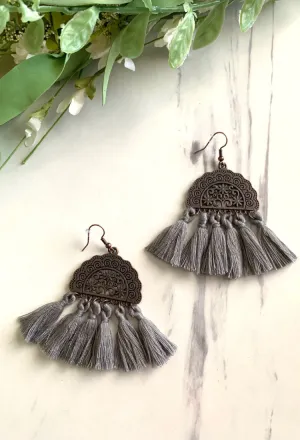 Antique Half Moon Fringe Earrings